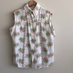 VINTAGE Blouse Floral Print SZ XL